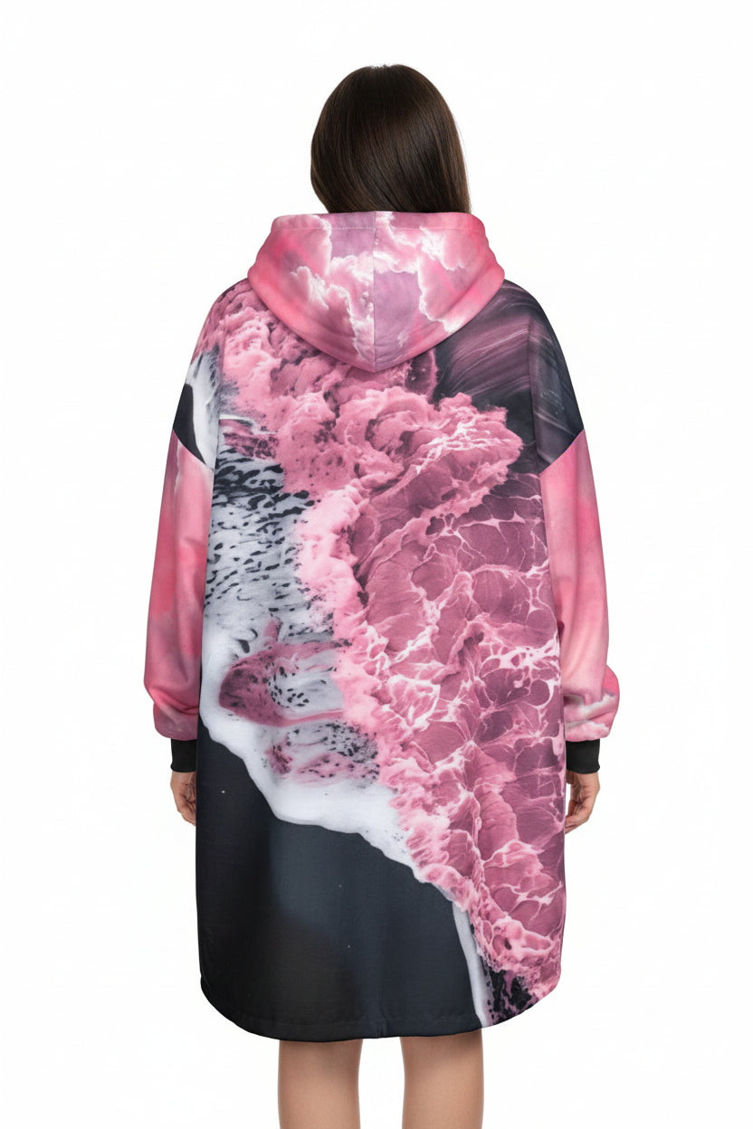 Pink Ocean Wave Bundle🌊 [ Hoodie Blanket + Blanket + Throw Pillow]