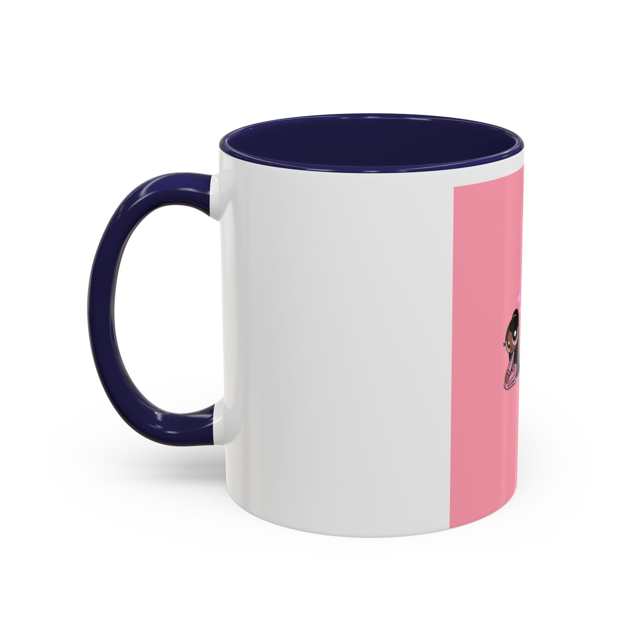 Color Accent Coffee Mug | 11oz & 15oz | Black Navy Pink | Dishwasher Safe