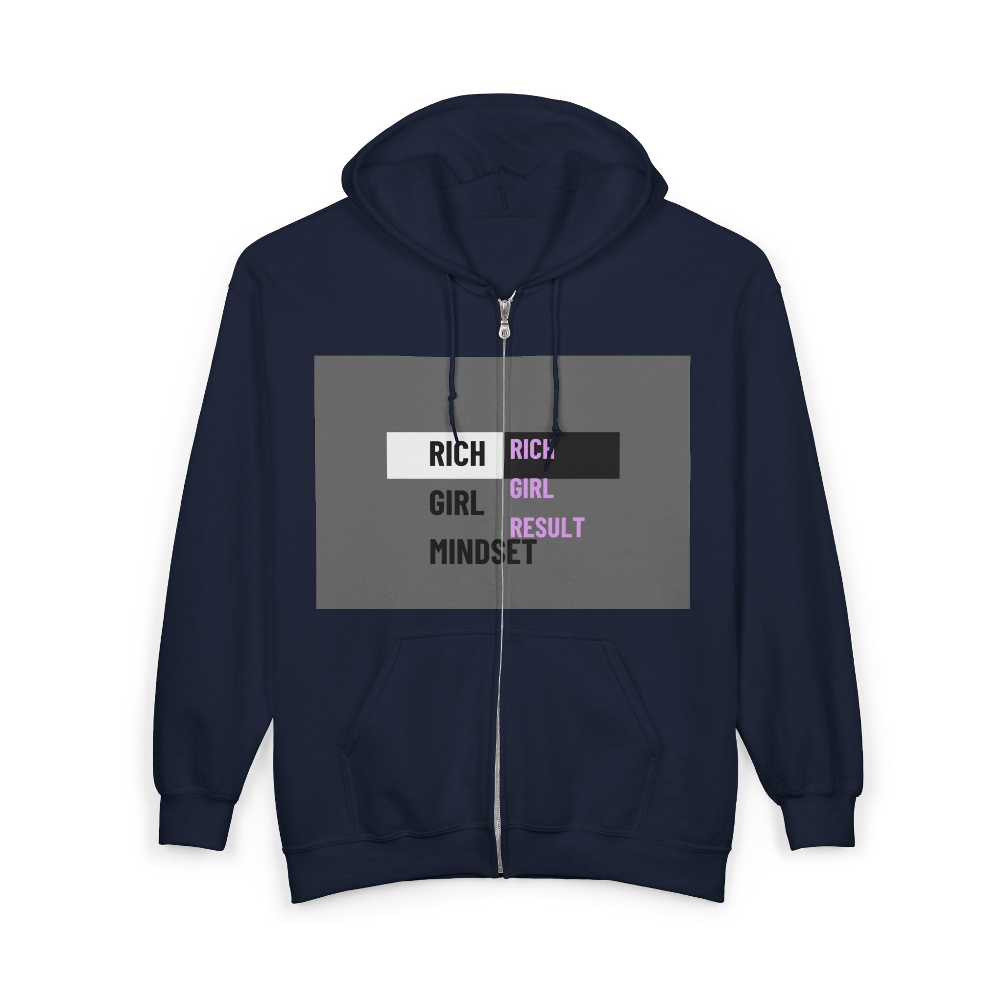 Women Heavy Blend™ Full Zip Hooded Sweatshirt |"Rich Girl Mindset" hoodie |Hoodies with Zip for women