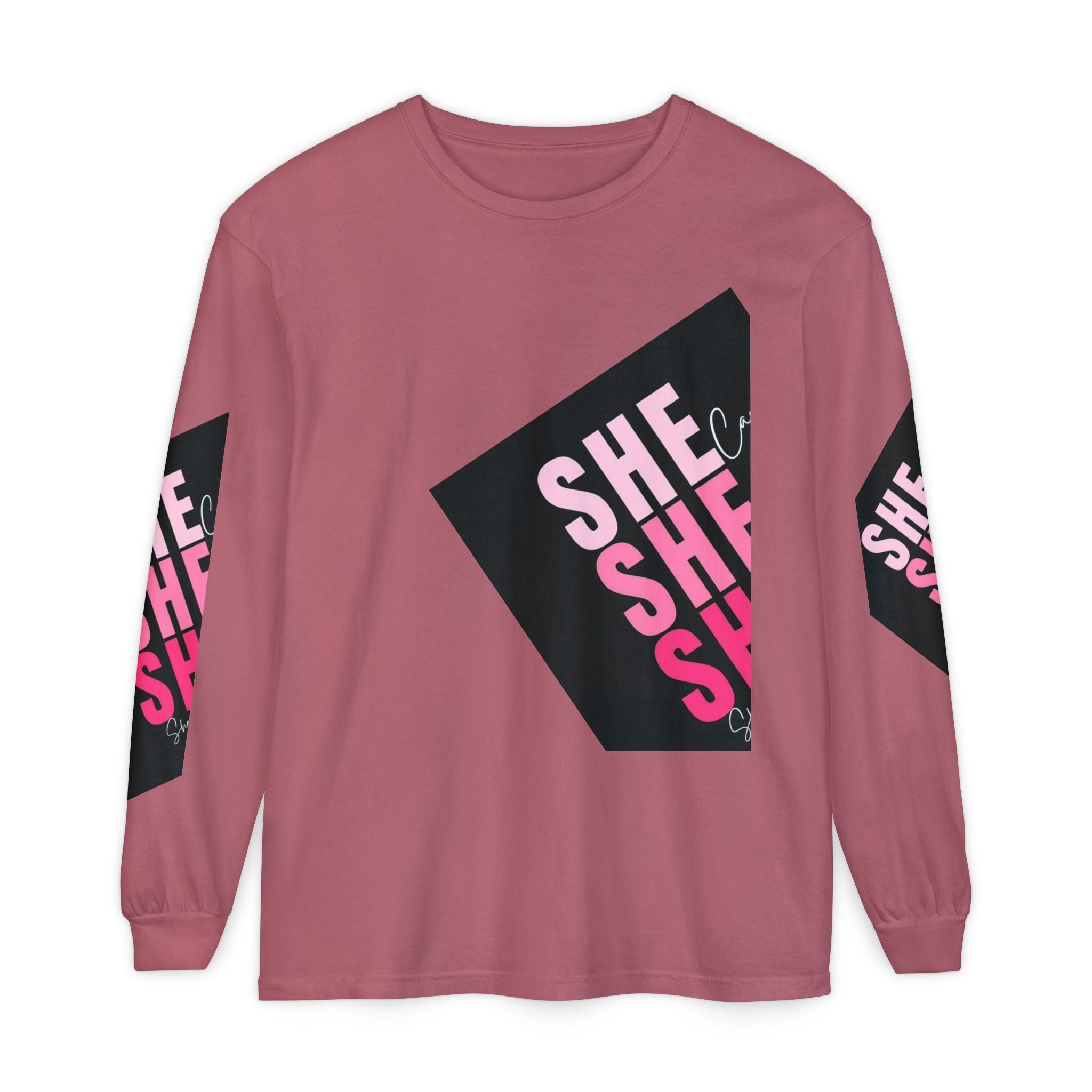 Women Garment-dyed Long Sleeve T-Shirt