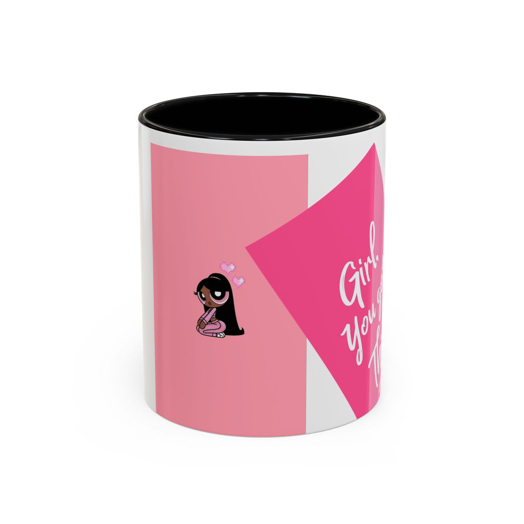 Color Accent Coffee Mug | 11oz & 15oz | Black Navy Pink | Dishwasher Safe