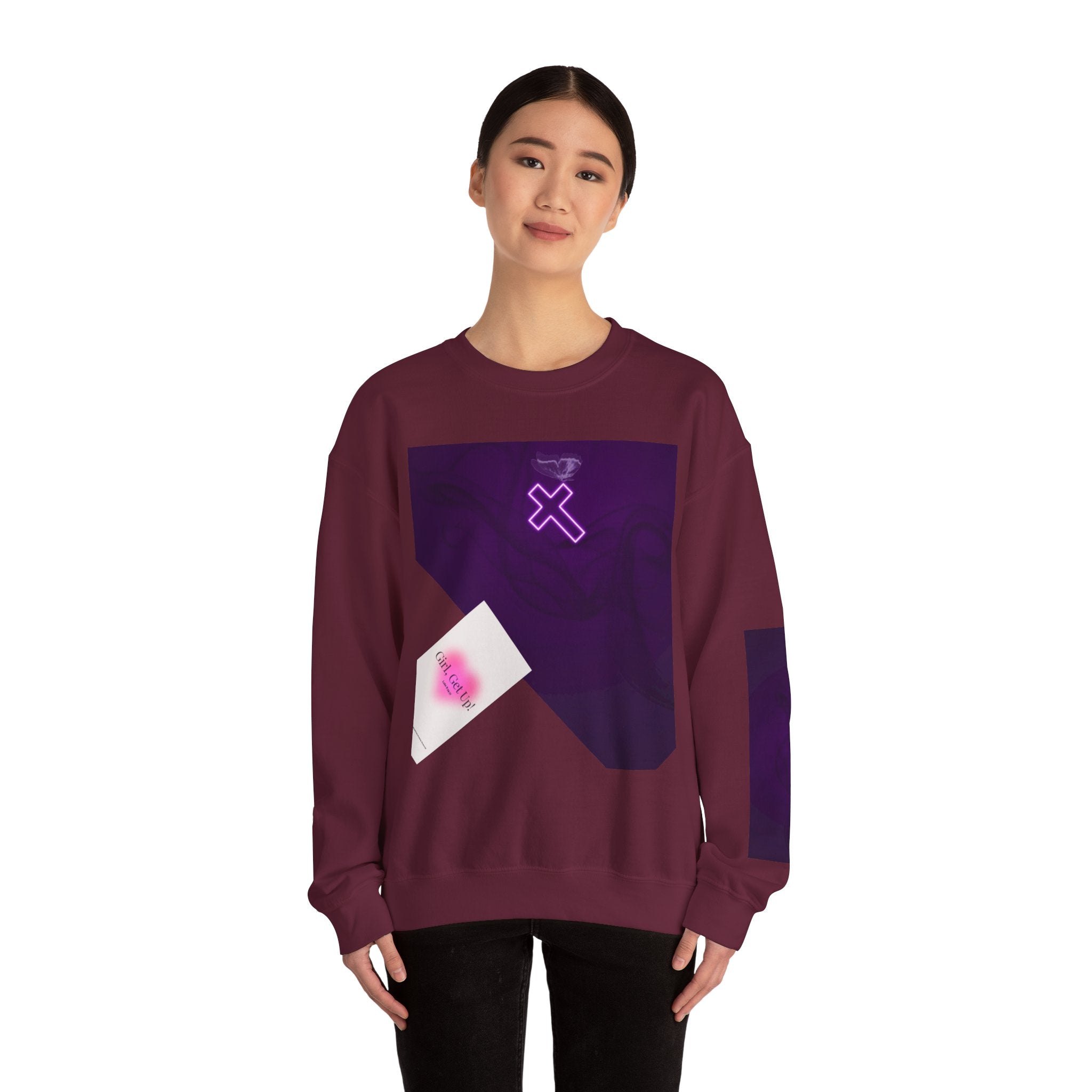 "Neon Cross" Faith Crewneck Sweatshirt — She Glows in the Dark |Tshirt for women