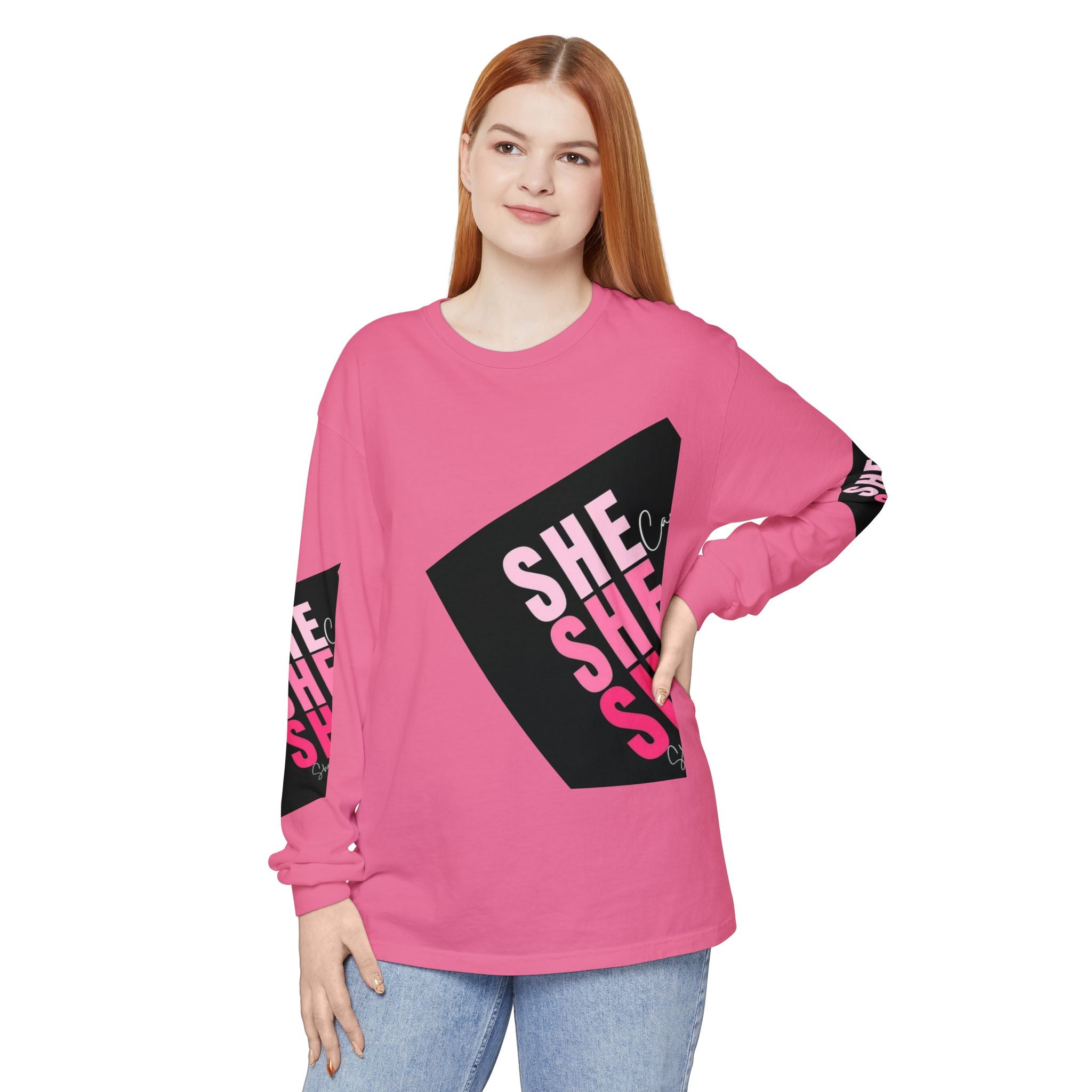 Women Garment-dyed Long Sleeve T-Shirt