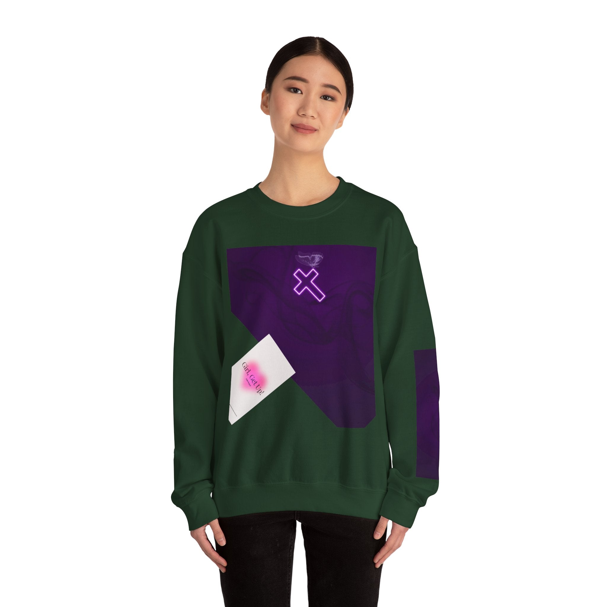 "Neon Cross" Faith Crewneck Sweatshirt — She Glows in the Dark |Tshirt for women