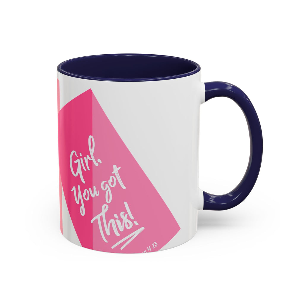 Color Accent Coffee Mug | 11oz & 15oz | Black Navy Pink | Dishwasher Safe