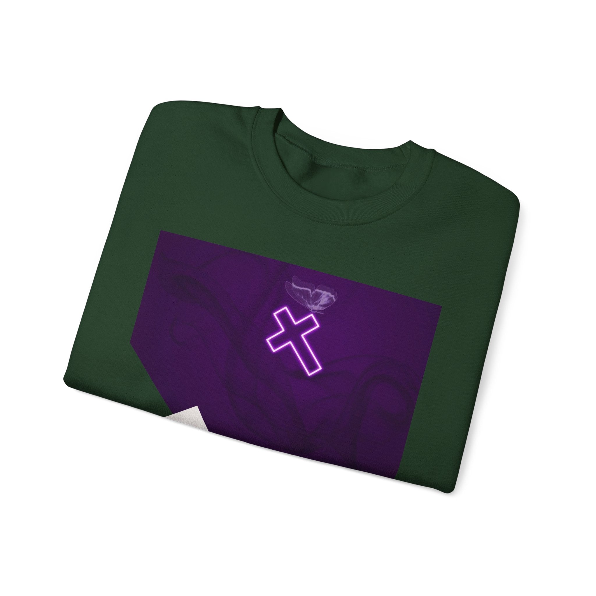 "Neon Cross" Faith Crewneck Sweatshirt — She Glows in the Dark |Tshirt for women