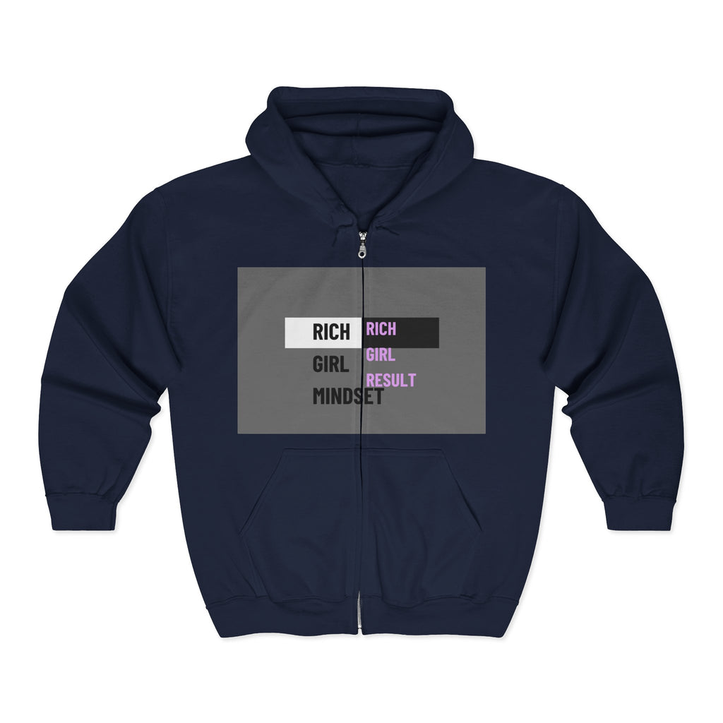 Women Heavy Blend™ Full Zip Hooded Sweatshirt |"Rich Girl Mindset" hoodie |Hoodies with Zip for women